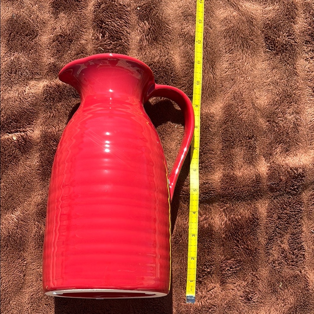 NWOT Vibrant Red Ceramic Pitcher